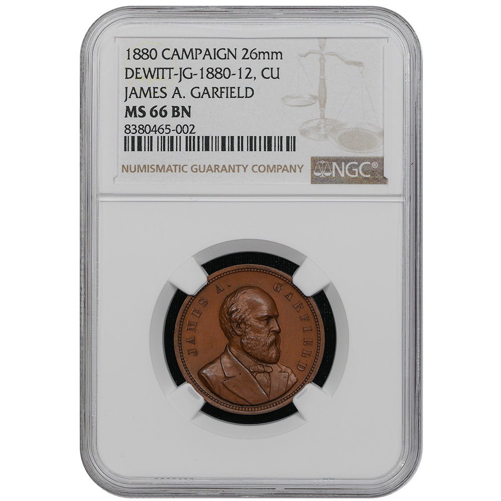 1880 Campaign Token DeWitt-JG-1880-12 James A. Garfield NGC NGC MS 66 BN