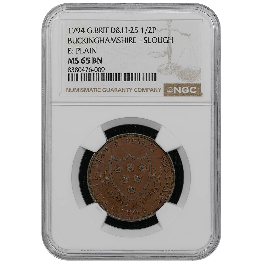 1794 Great Britain D&H-25 Buckinghamshire - Slough Mule 1/2P NGC MS 65 BN