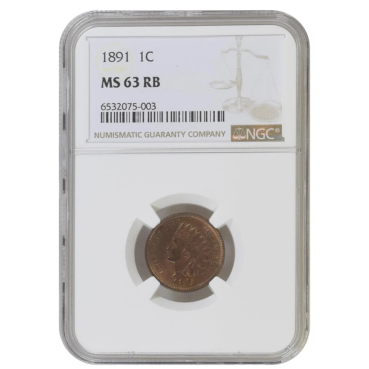 1891 Indian Head Cent NGC MS63 RB