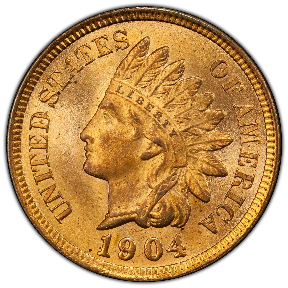 1904 Indian Head Cent PCGS MS65 RD- Trader Bea Label