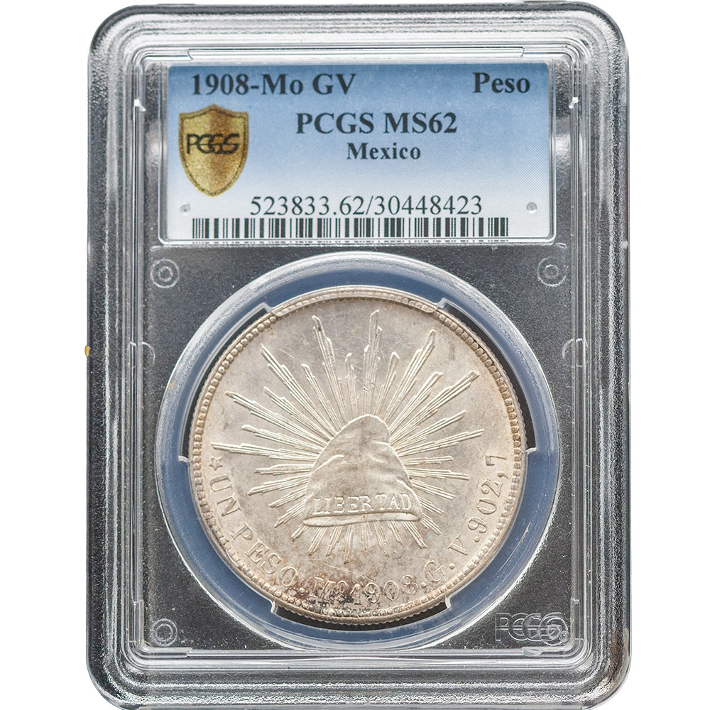 1908-Mo|GV Mexico 8 Reales PCGS MS 62