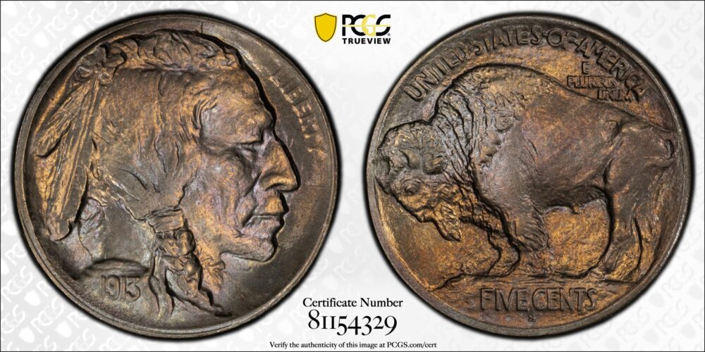 1913-S 5C Buffalo Nickel Type 1 PCGS MS65- Trader Bea Label - Image 2