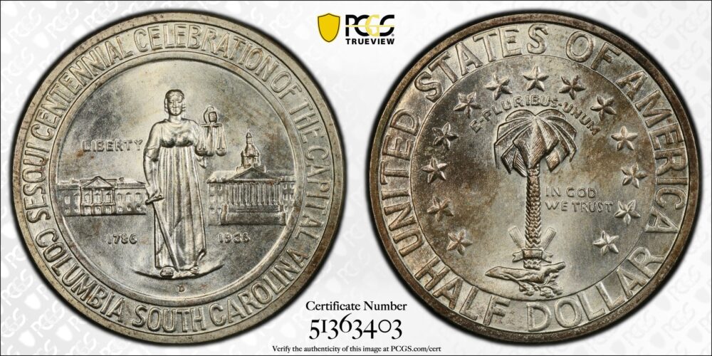 1936-D 50C Columbia PCGS MS66 - Image 2