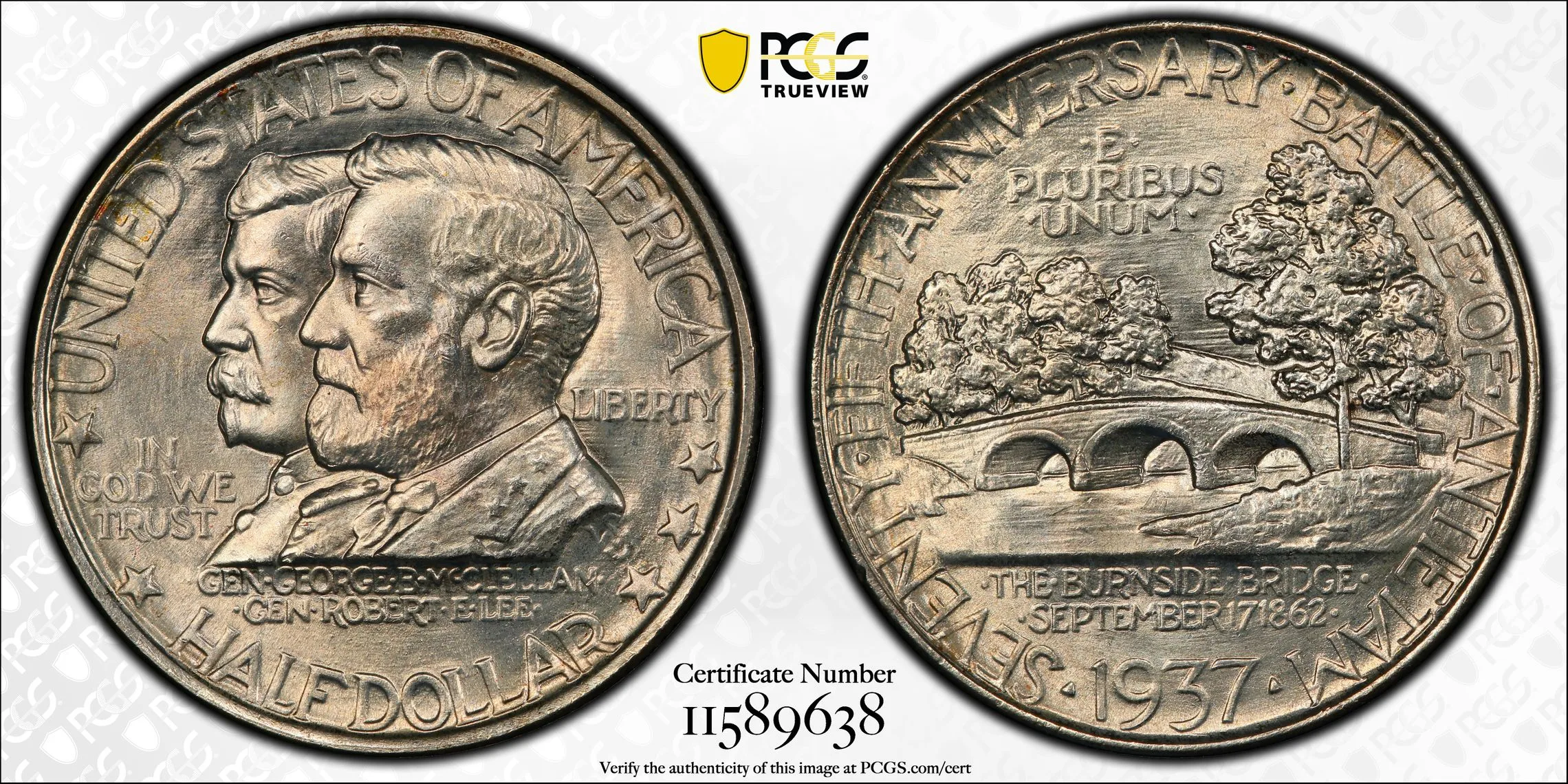 1937 50C Antietam PCGS MS66 - Image 2