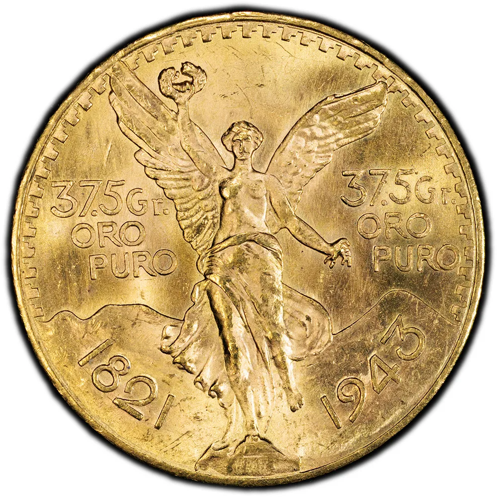 1943 50 Pesos Gold Centenario PCGS MS 65