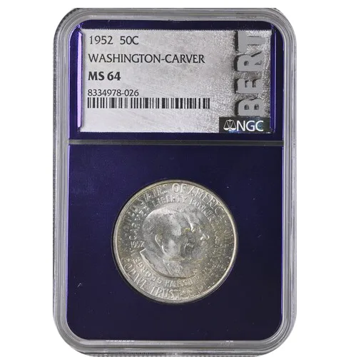 1952 50C Washington Carver NGC MS64- Trader Bea Label
