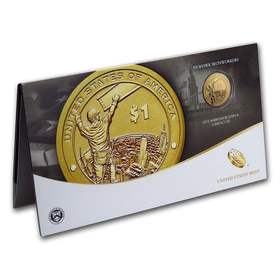2015 $1 Coin & Currency Set- Mohawk Ironworker Sacagawea - Image 2