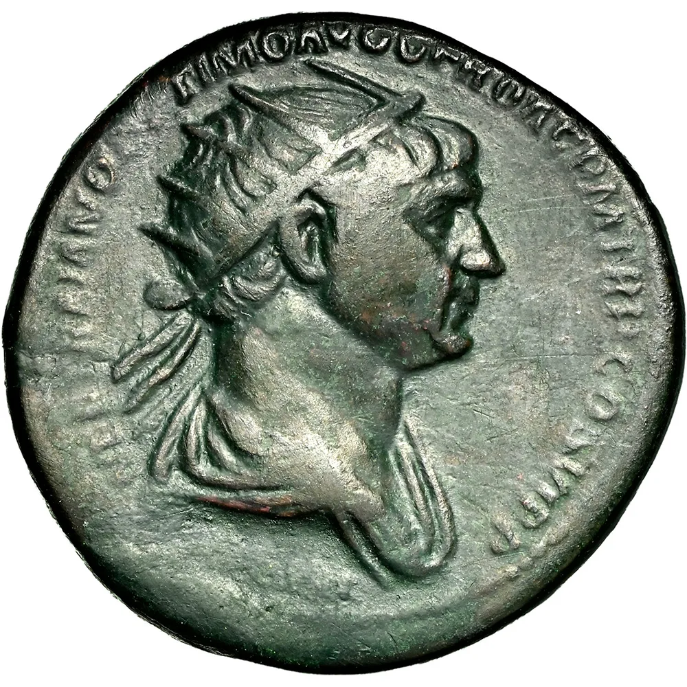 Roman Empire Trajan AD 98-117 AE Dupondius RV Felicitas NGC CH F