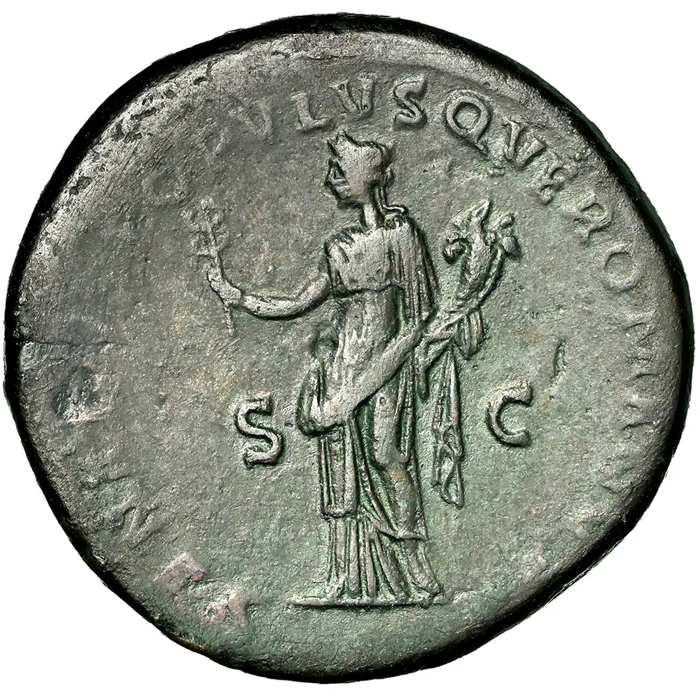 Roman Empire Trajan AD 98-117 AE Dupondius RV Felicitas NGC CH F