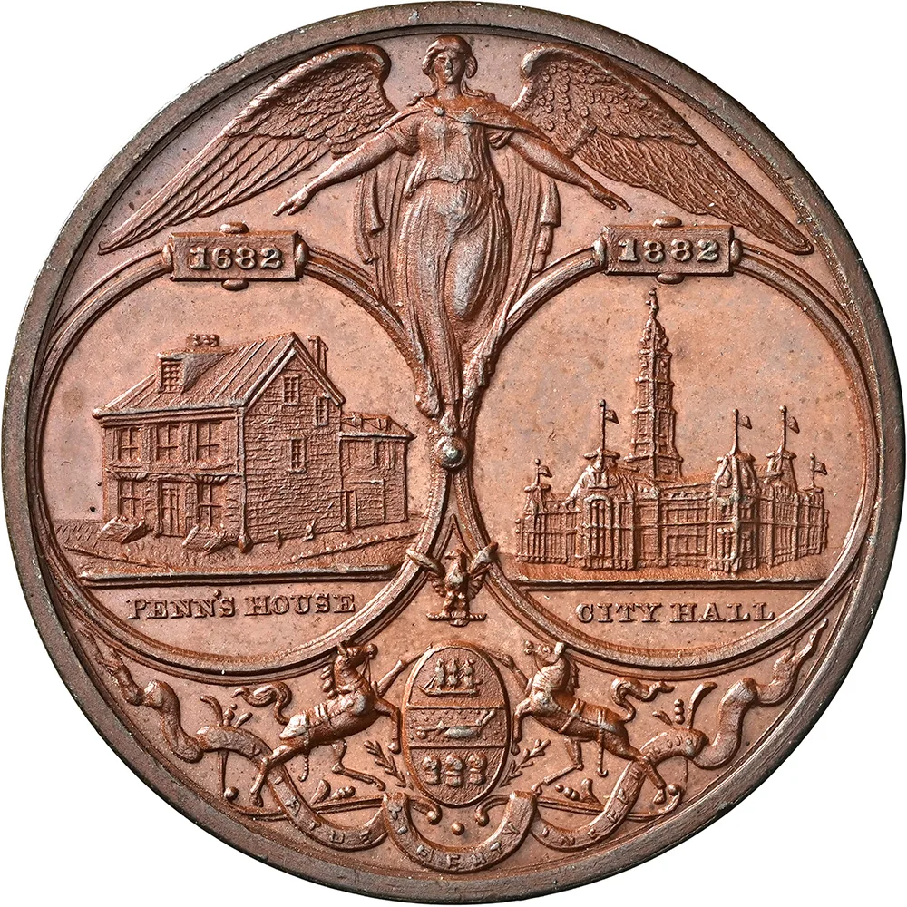 1882 PA HK-140A Penn’s House & City Hall So-Called Dollar Bronze NGC MS 62 BN - Image 4