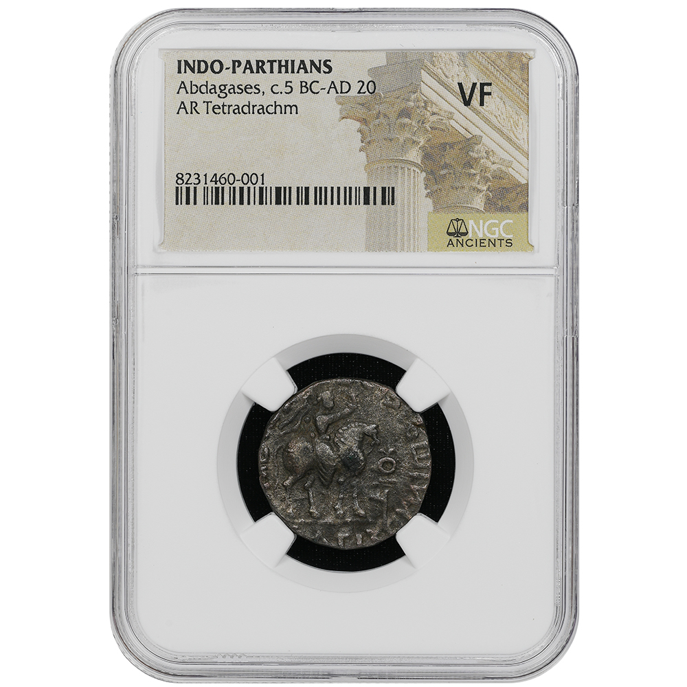 c.5 BC - 20 AD Indo-Parthians Abdagases AR Tetradrachm NGC VF