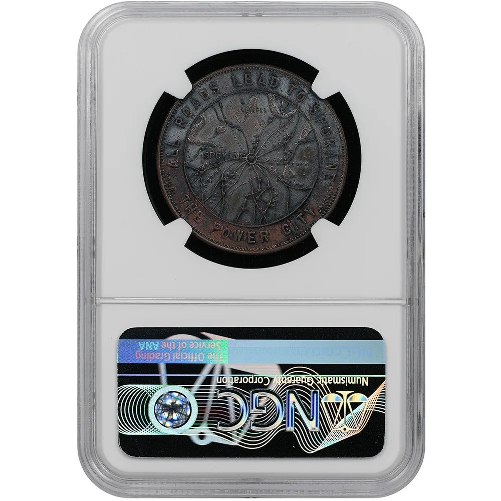 UNDated (c.1905) WA HK-728B Spokane Chamber of Commerce, Silvered SC$1 NGC AU 58