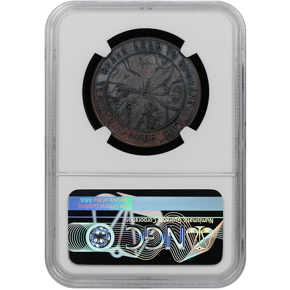 UNDated (c.1905) WA HK-728B Spokane Chamber of Commerce, Silvered SC$1 NGC AU 58