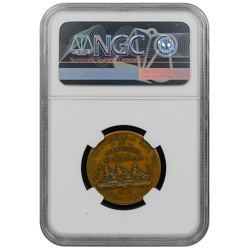 1871 Cincinnati Ohio Crew's Pyramidal Railway Token NGC MS 61 BN