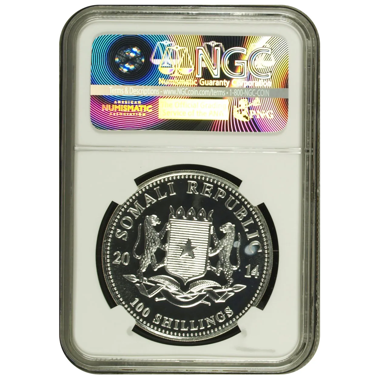 2014 100 Shilling Somalia Elephant NGC MS68 - Image 2