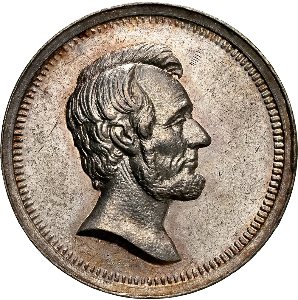 1865 Abraham Lincoln J-PR-36 Silver 18mm NGC MS 62 - Image 2