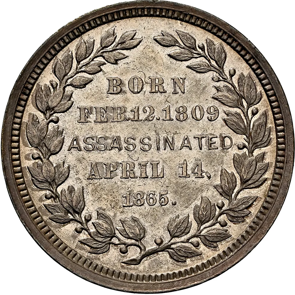 1865 Abraham Lincoln J-PR-36 Silver 18mm NGC MS 62 - Image 4