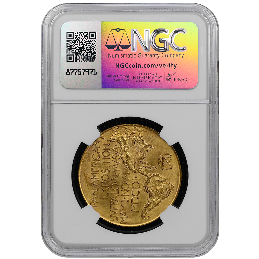 1901 NY HK-289 SC$1 Pan-American Exposition Official Medal NGC MS 67 - Image 2