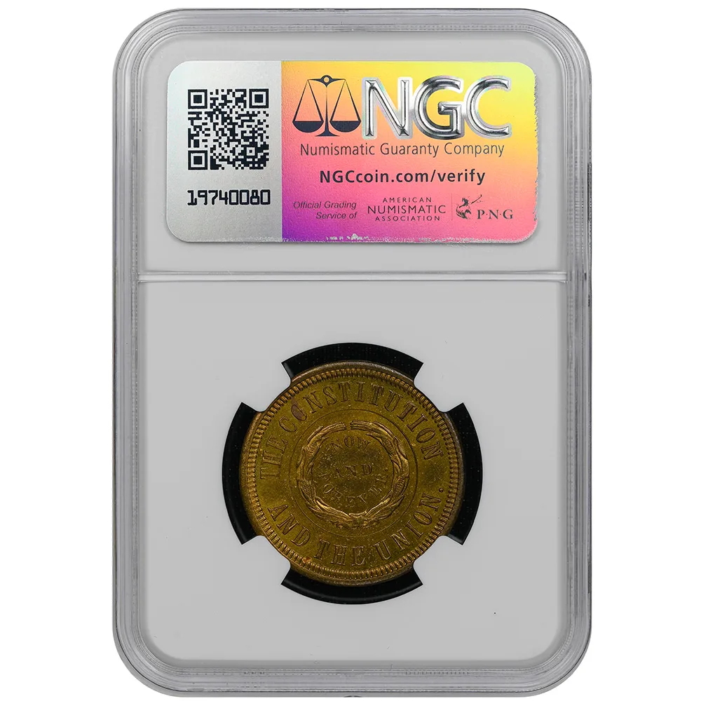 1860 John A. Bell Campaign 28mm Dewitt-JBell-1860-7 NGC UNC - Image 2