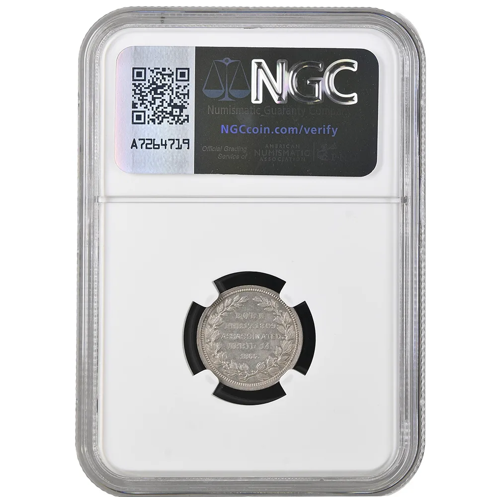 1865 Abraham Lincoln J-PR-36 Silver 18mm NGC MS 62 - Image 3