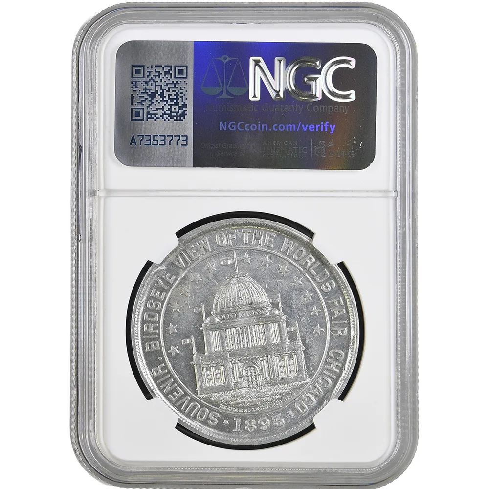 1893 IL HK-166 SC$1 Bird's-Eye Dollar World's Columbian Expo NGC MS 63 - Image 3