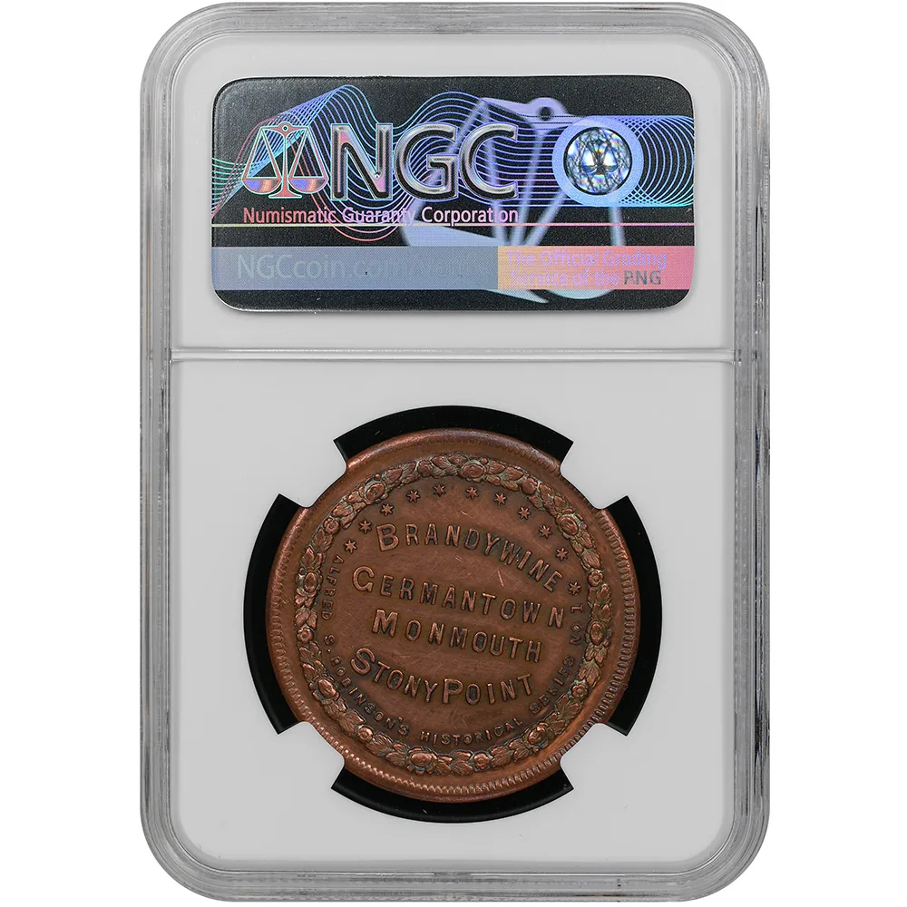 1860 HK-133B SC$1 Battles of Brandywine, Germantown, Monmouth & Stony Point Medal (R-6) NGC UNC - Image 2