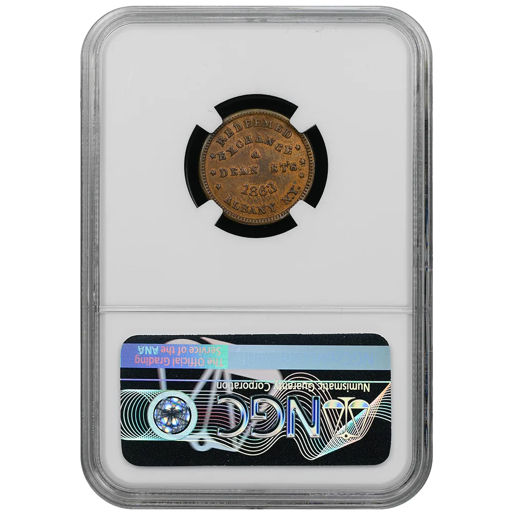 1863 John Thomas Coffee Spices Albany NY F.10G/1a Civil War Token NGC AU55 - Image 2