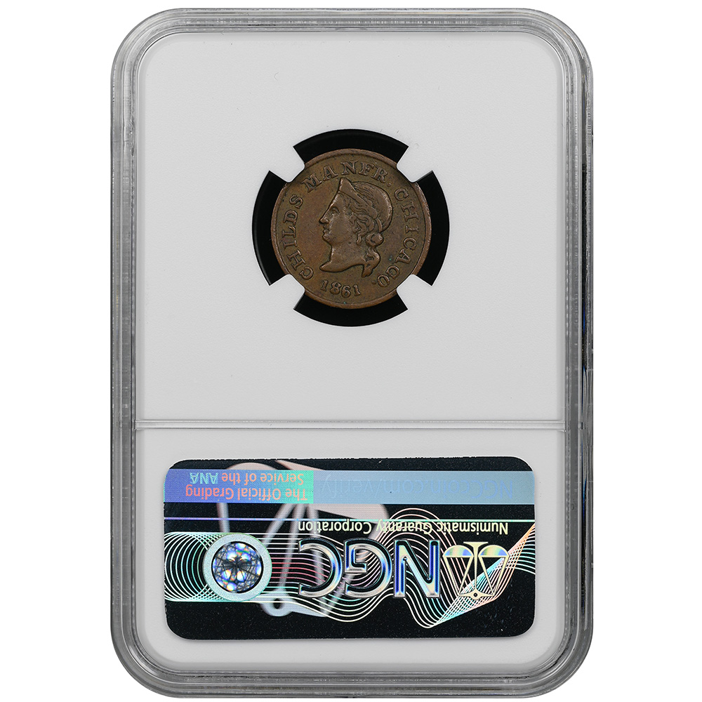 1861 Chicago IL F-150J-8a Child's Die Sinker NGC XF 45 BN - Image 2