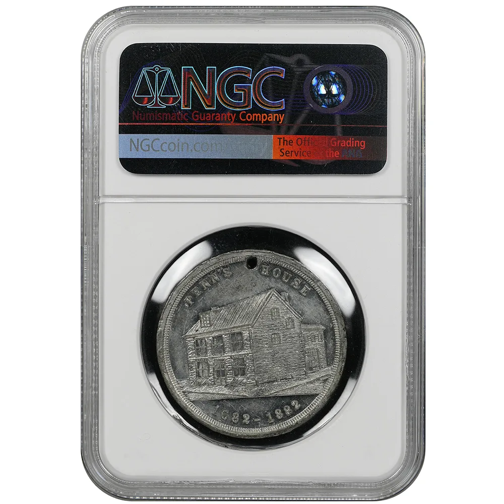 1882 PA William Penn “Penn’s House” 32mm NGC MS 60 - Image 2