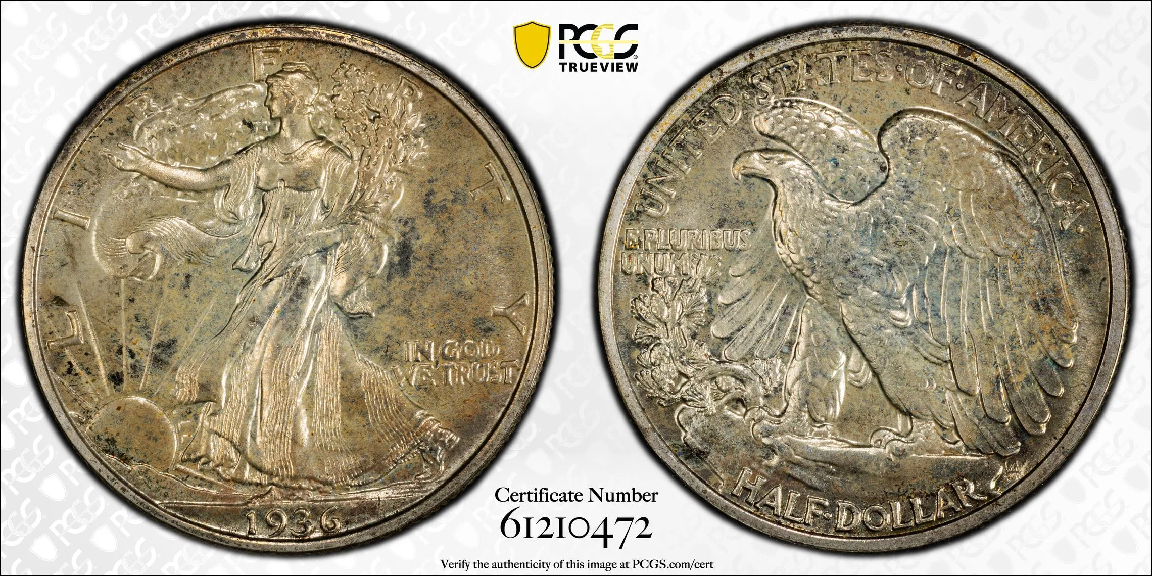1936 Walking Liberty Half Dollar PCGS PR66 - Image 2