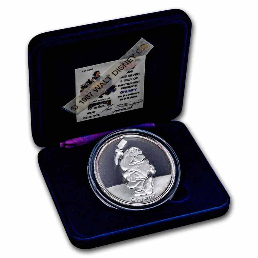 5 oz Silver - Disney's Snow White 50th Aniv (Grumpy, w/Box & COA) - Image 3