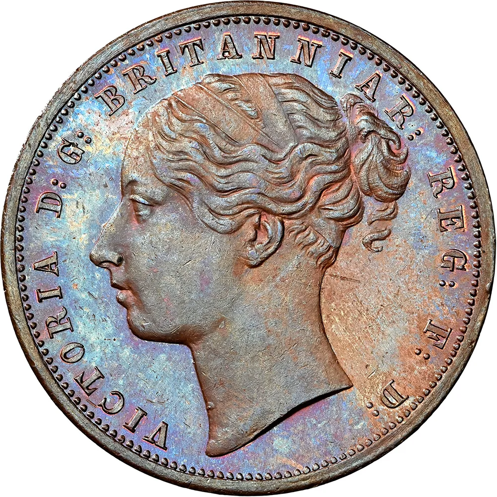 1890 Penny South Africa NGC MS 62 BN Griquatown Blue Patina - Image 2