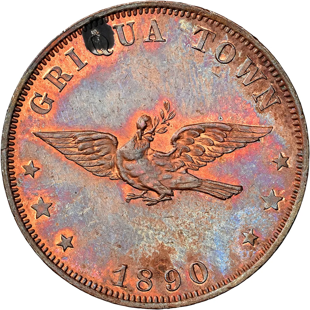 1890 Penny South Africa NGC MS 62 BN Griquatown Blue Patina - Image 4