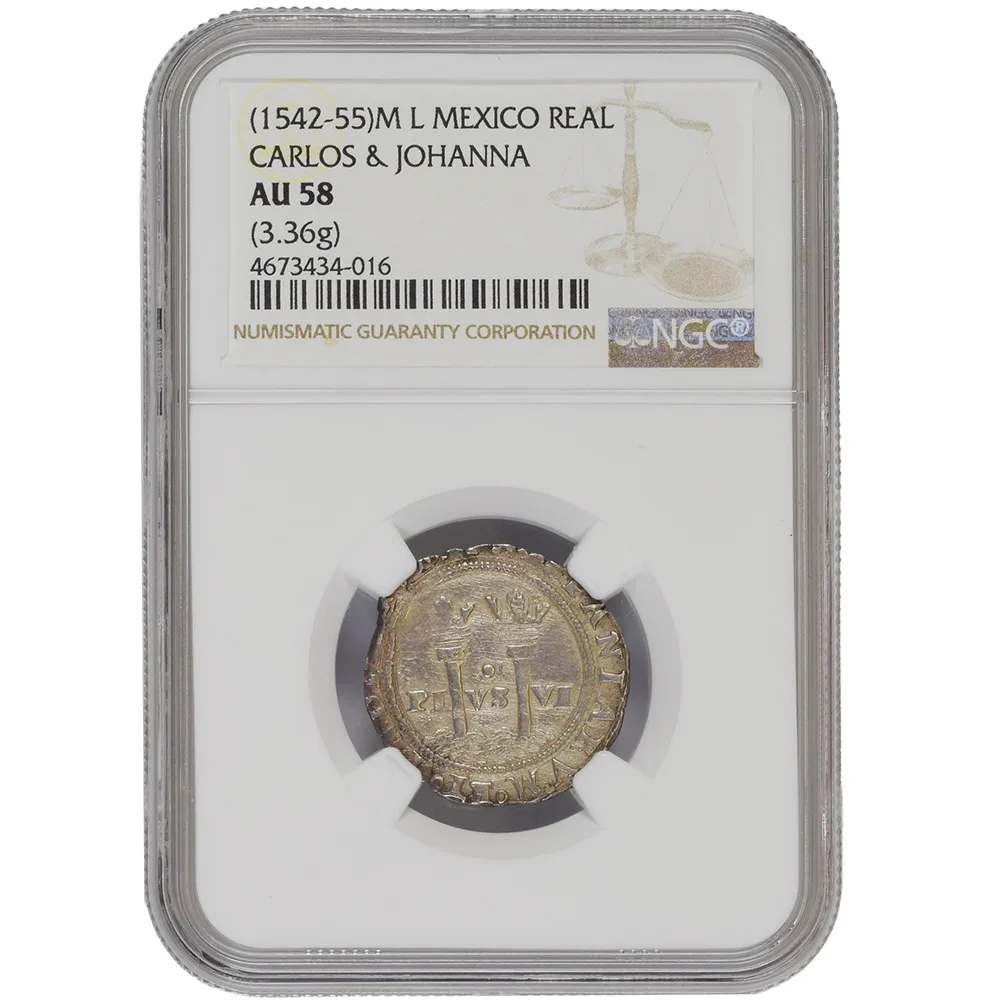 1542-55 Mexico Real Carlos & Johanna NGC AU 58