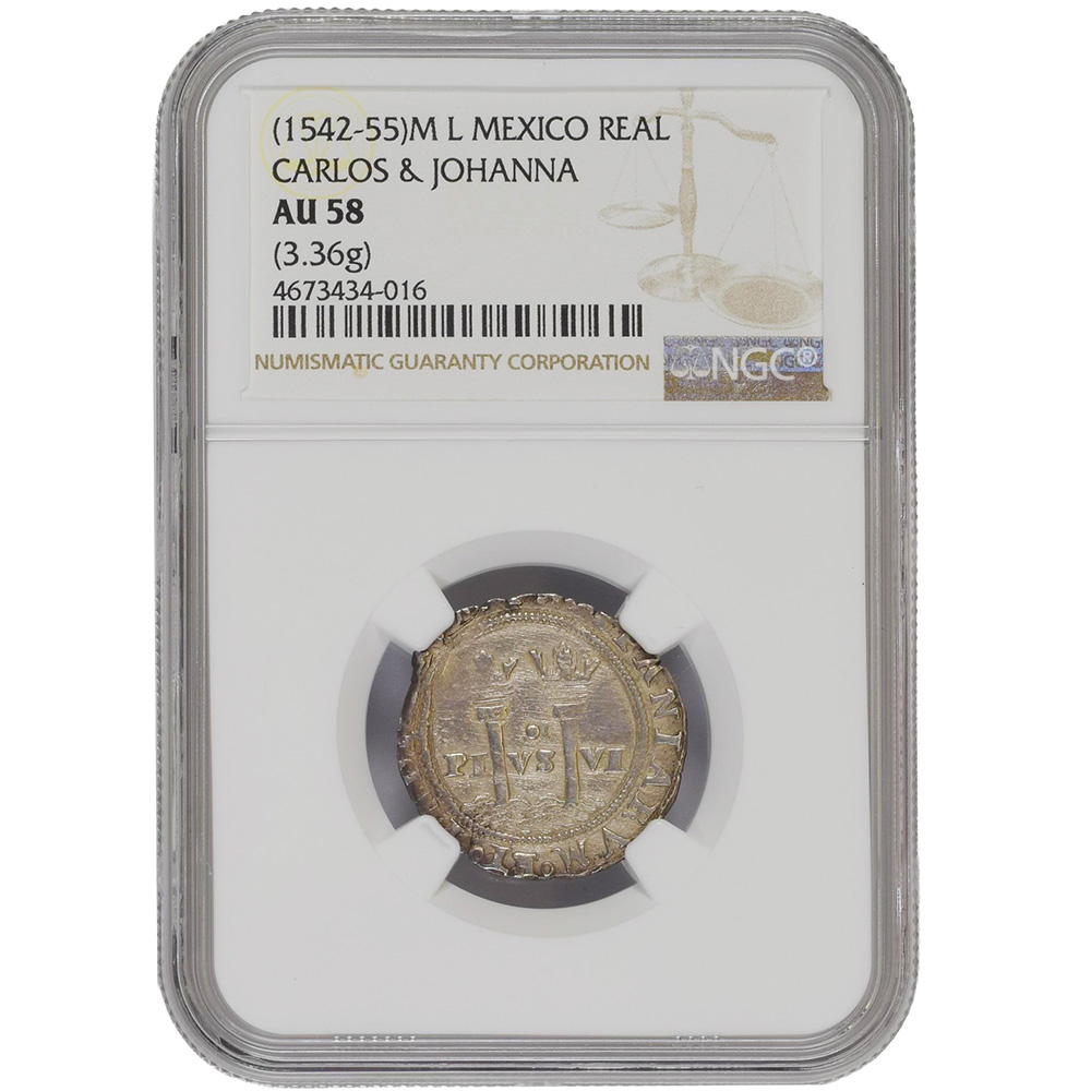 1542-55 Mexico Real Carlos & Johanna NGC AU 58