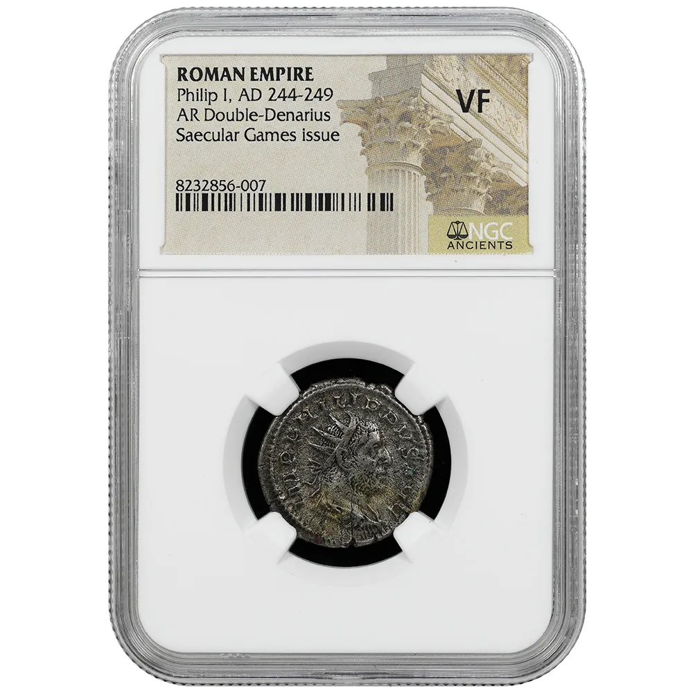 Roman Empire Otacillia Severa AD 244-259 AR Double-Denarius Saecular Game NGC CH VF