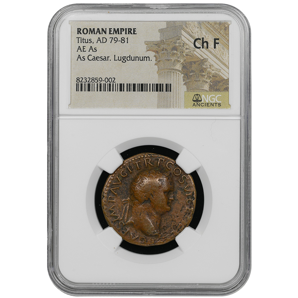 AD 79-81 Titus Roman Empire AE AS Issued as Caesar Lugdunum NGC CH Fine