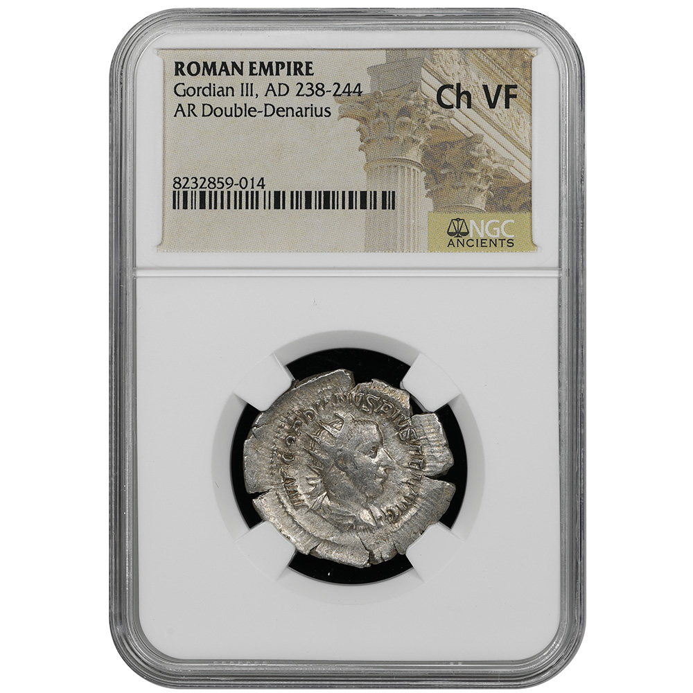 Roman Empire Gordian III AD 238-244 AR Double-Denarius NGC CH VF LARGE FLAN