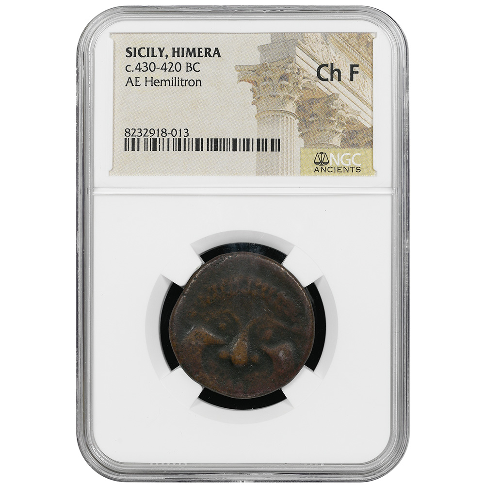 c.430-420 BC Sicily, Himera AE Hemilitron NGC CH F