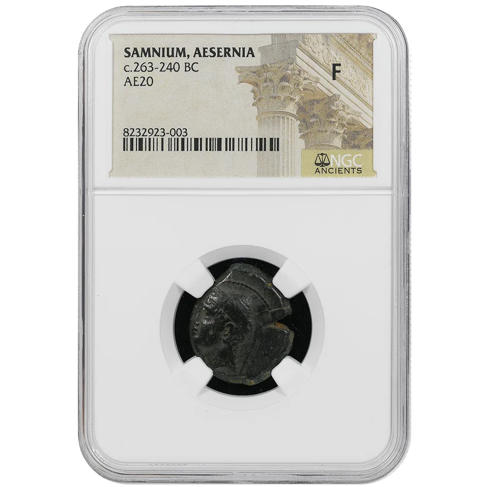Aesernia, Samnium 263-240 BC. AE 20 Vulkan Head left/Jupiter in biga galloping right NGC F