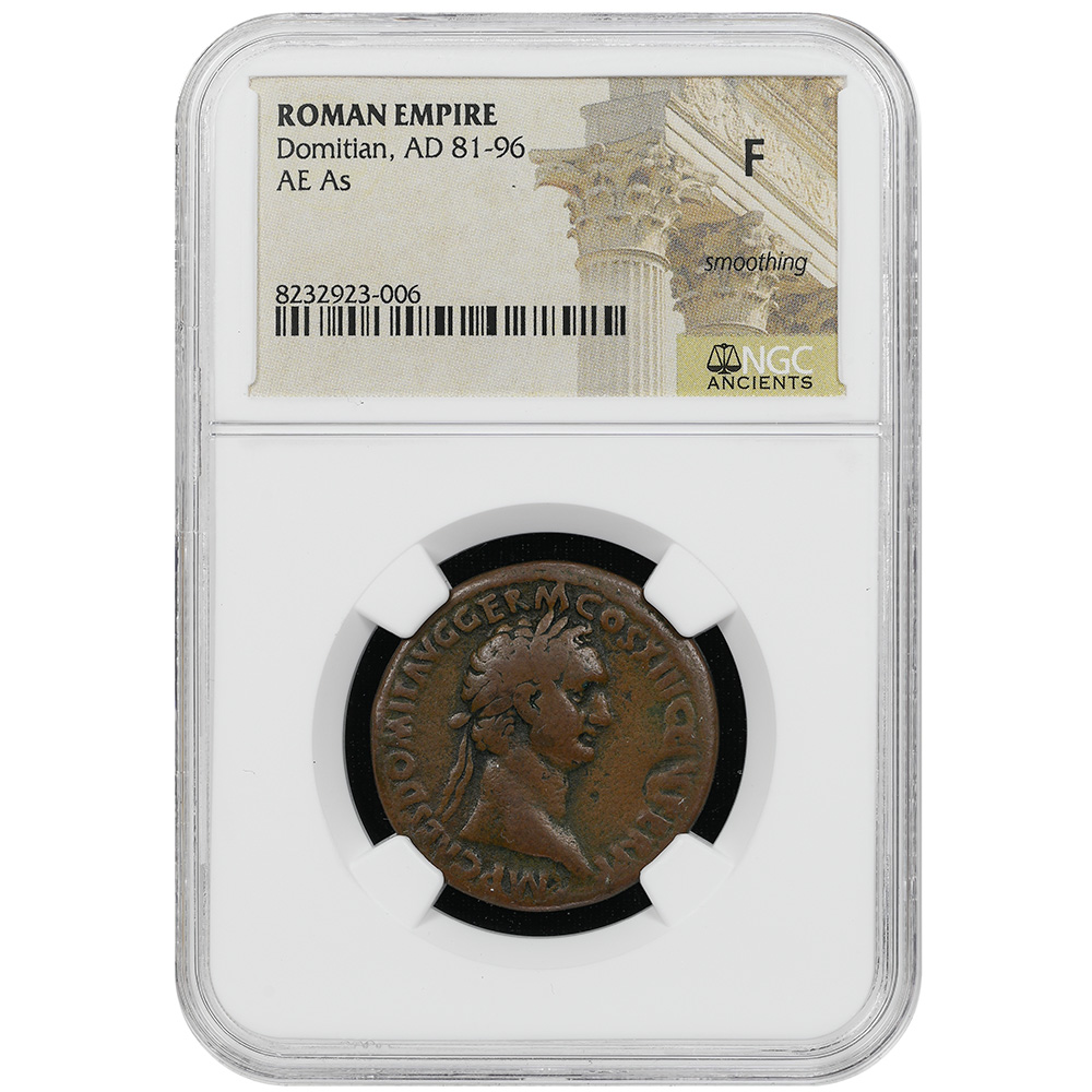 AD 81-96 Domitian Roman Empire Rev. Fortuna Stg. AE AS NGC Fine RIC 371