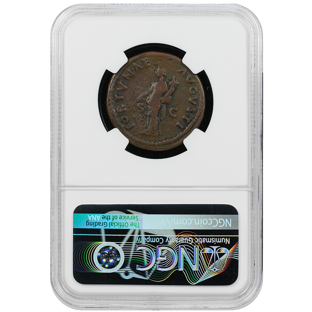 AD 81-96 Domitian Roman Empire Rev. Fortuna Stg. AE AS NGC Fine RIC 371