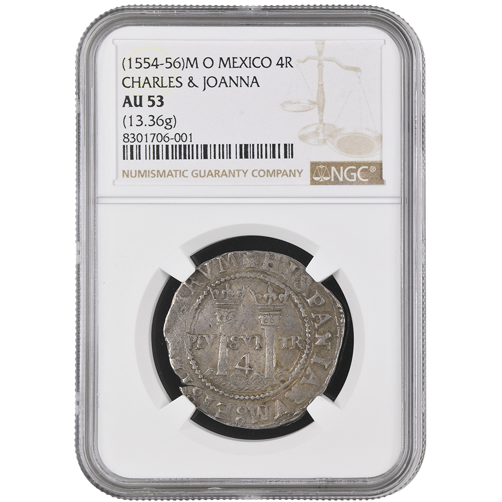 1542-55 Mexico 2 Reales Carlos & Johanna NGC VF 35