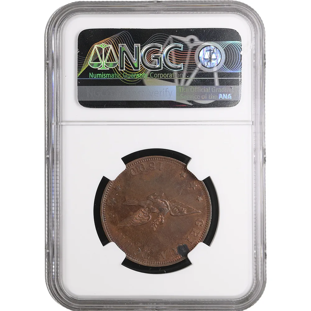 1890 Penny South Africa NGC MS 62 BN Griquatown Blue Patina - Image 3