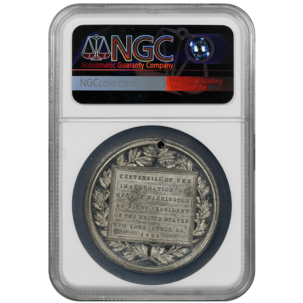 1889 George Washington Inauguration Centennial Medal GW-1105 NGC MS 61 DPL - Image 2