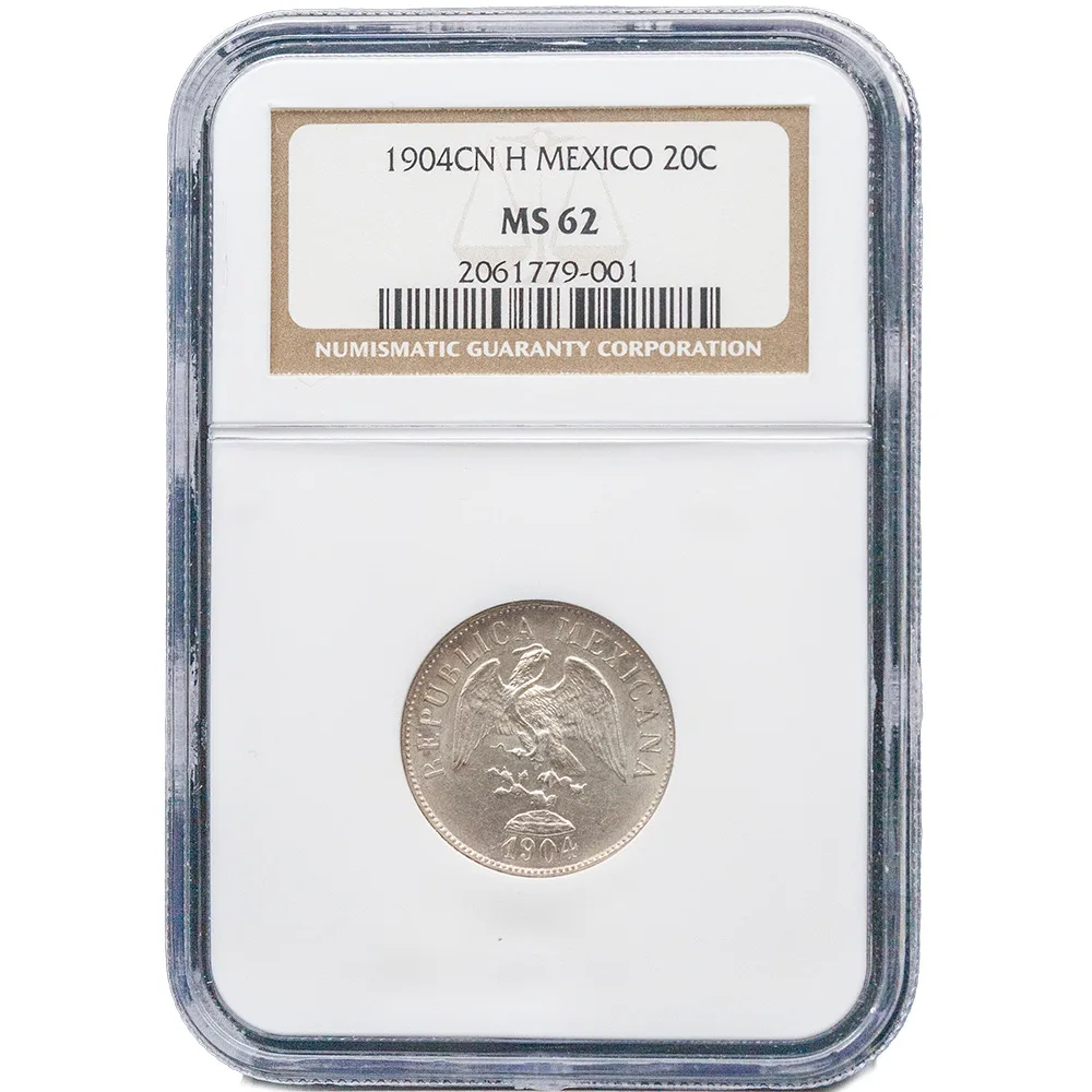 1904-Cn Mexico 20 Centavos Last Culiacan Mint Silver Coin NGC MS 62