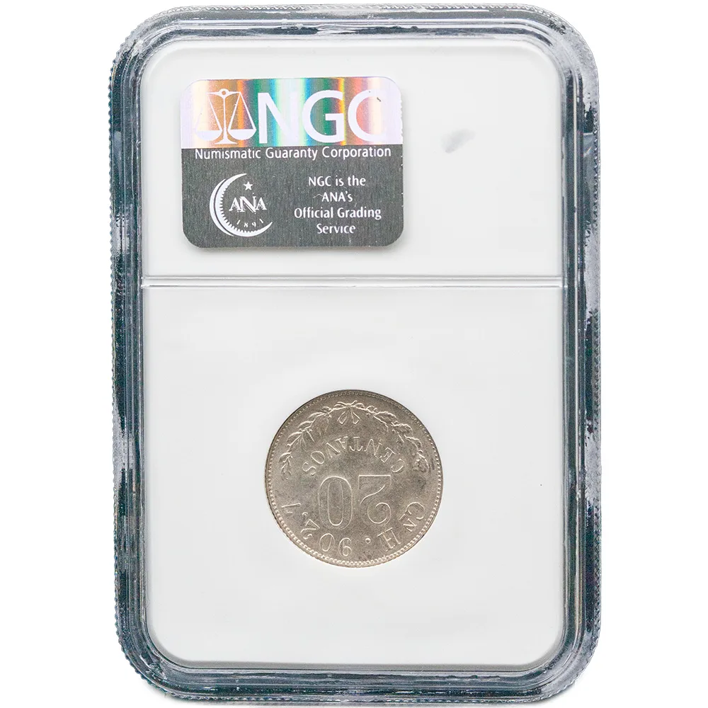 1904-Cn Mexico 20 Centavos Last Culiacan Mint Silver Coin NGC MS 62