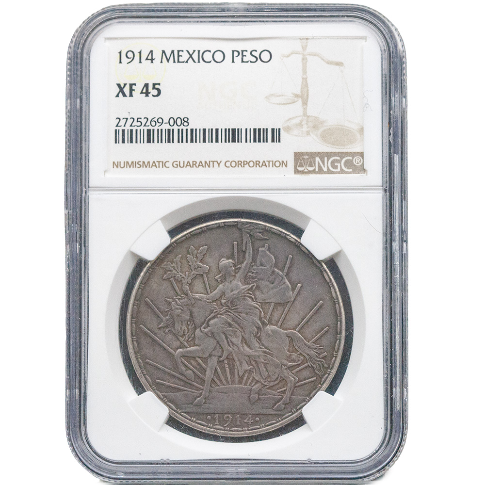 1914 Mexico Caballito Peso NGC XF 45 RARE KM#453