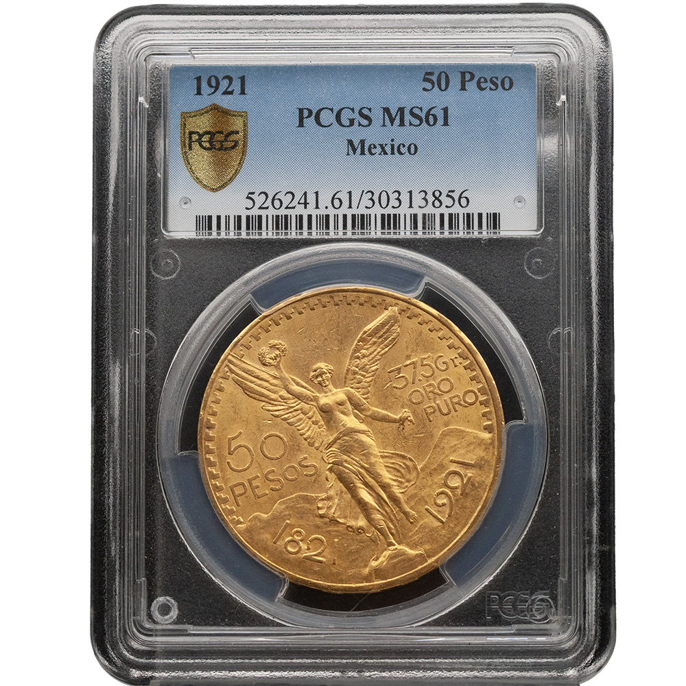 1921 Mexico Gold 50 Pesos PCGS MS 61