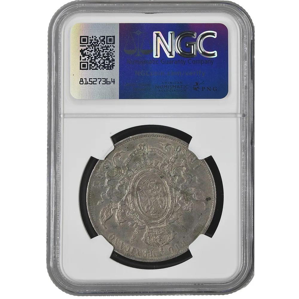 1866-Mo Mexico Maximilian Peso NGC AU 55